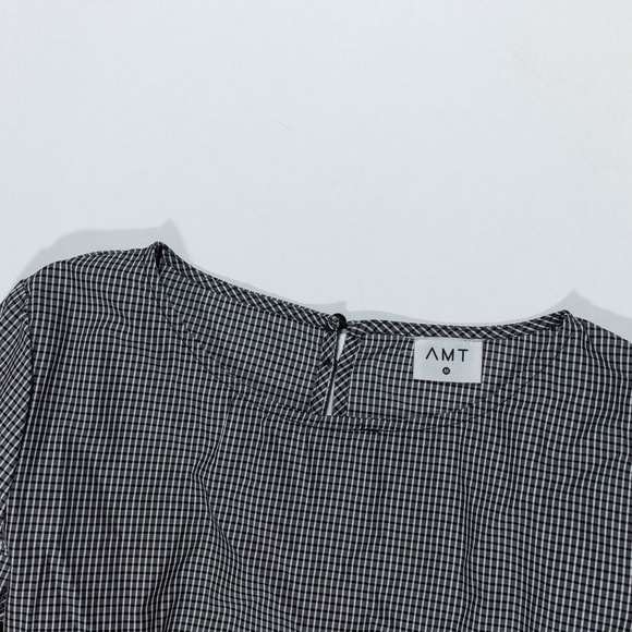 AMT Clothing Cotton Black White Gingham Check Print Pattern Blouse Shirt Top M - Picture 2 of 4